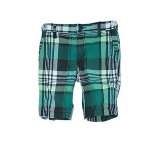 Old Navy Green and White Plaid Little Boy's Dress Shorts Size 6